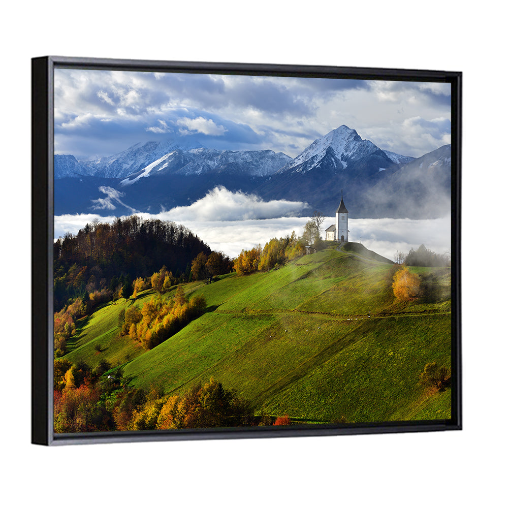 Jamnik Church on Misty Hill Wall Art