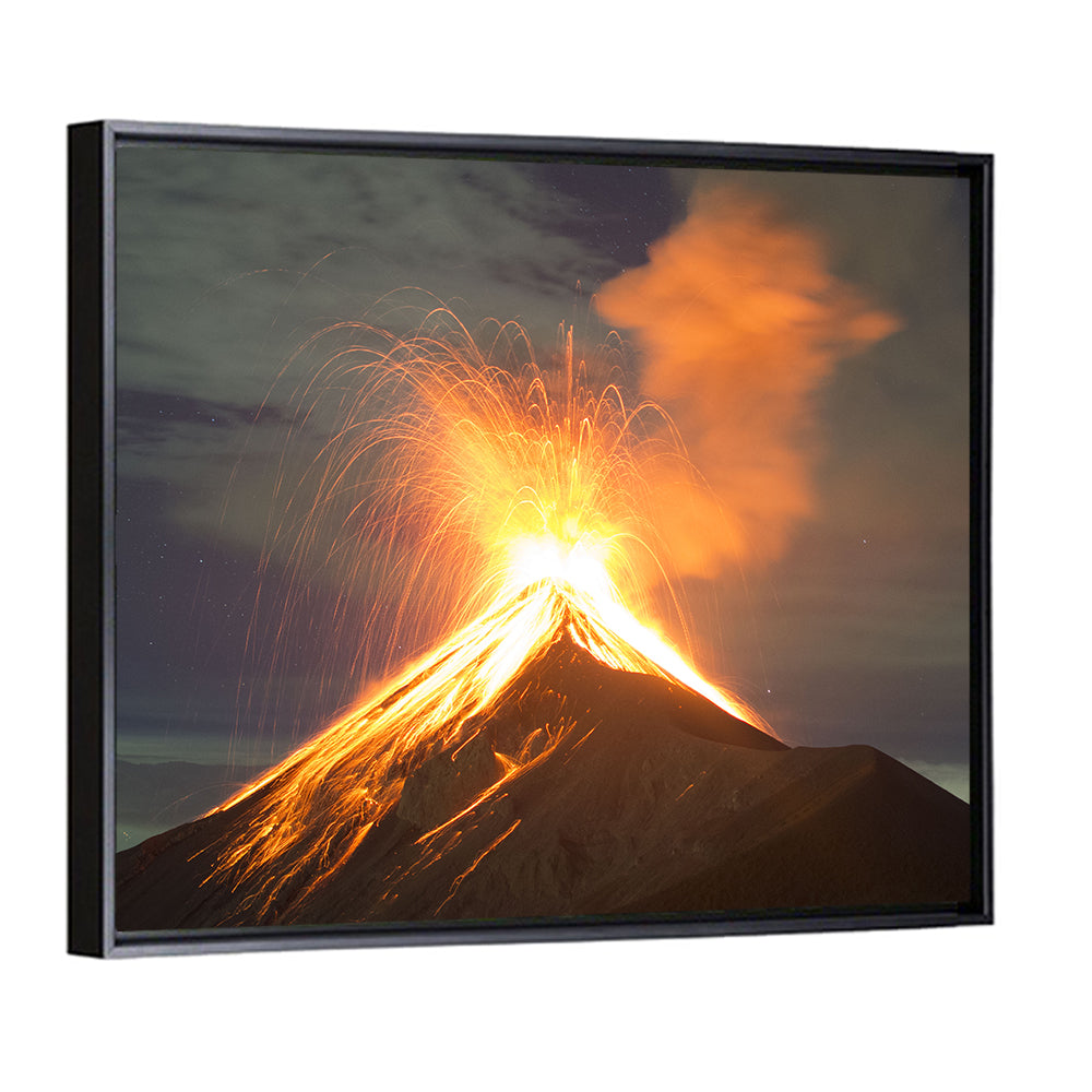 Starry Night Volcano Eruption Wall Art