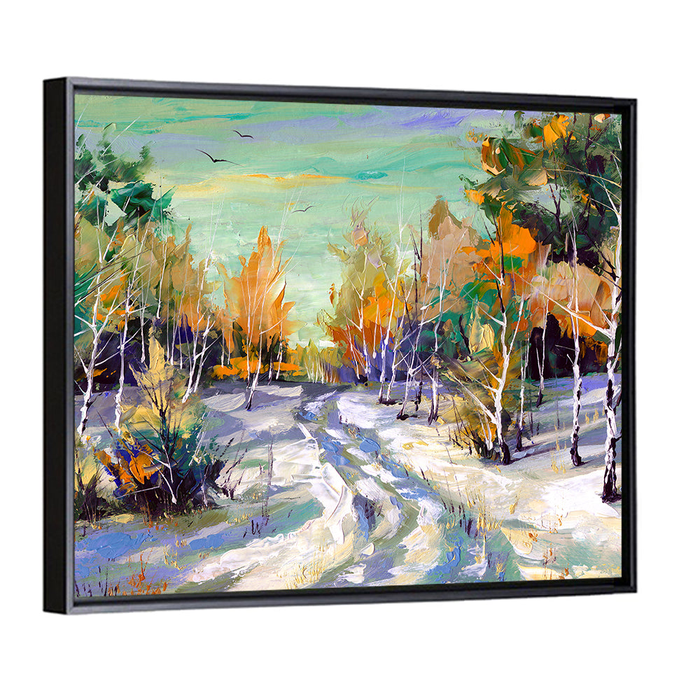 Winter Forest Road Wall Art