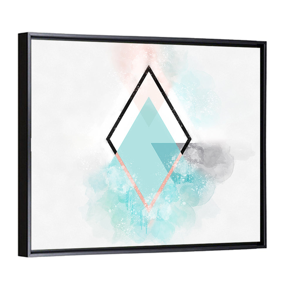 Teal Diamond Minimalist Geometry Wall Art