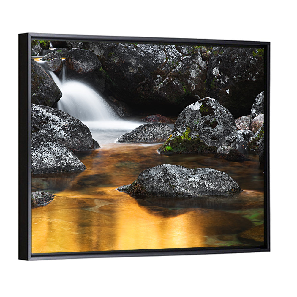 Golden Stream Waterfall Wall Art
