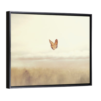 Monarch Over Beige Field Wall Art