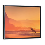 Surfer Silhouette at Golden Sunset Wall Art