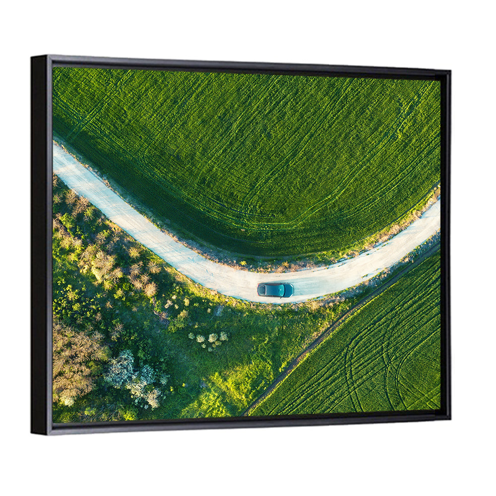 Aerial Farm Fields at Golden Hour Wall Art