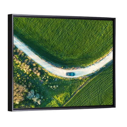 Aerial Farm Fields at Golden Hour Wall Art