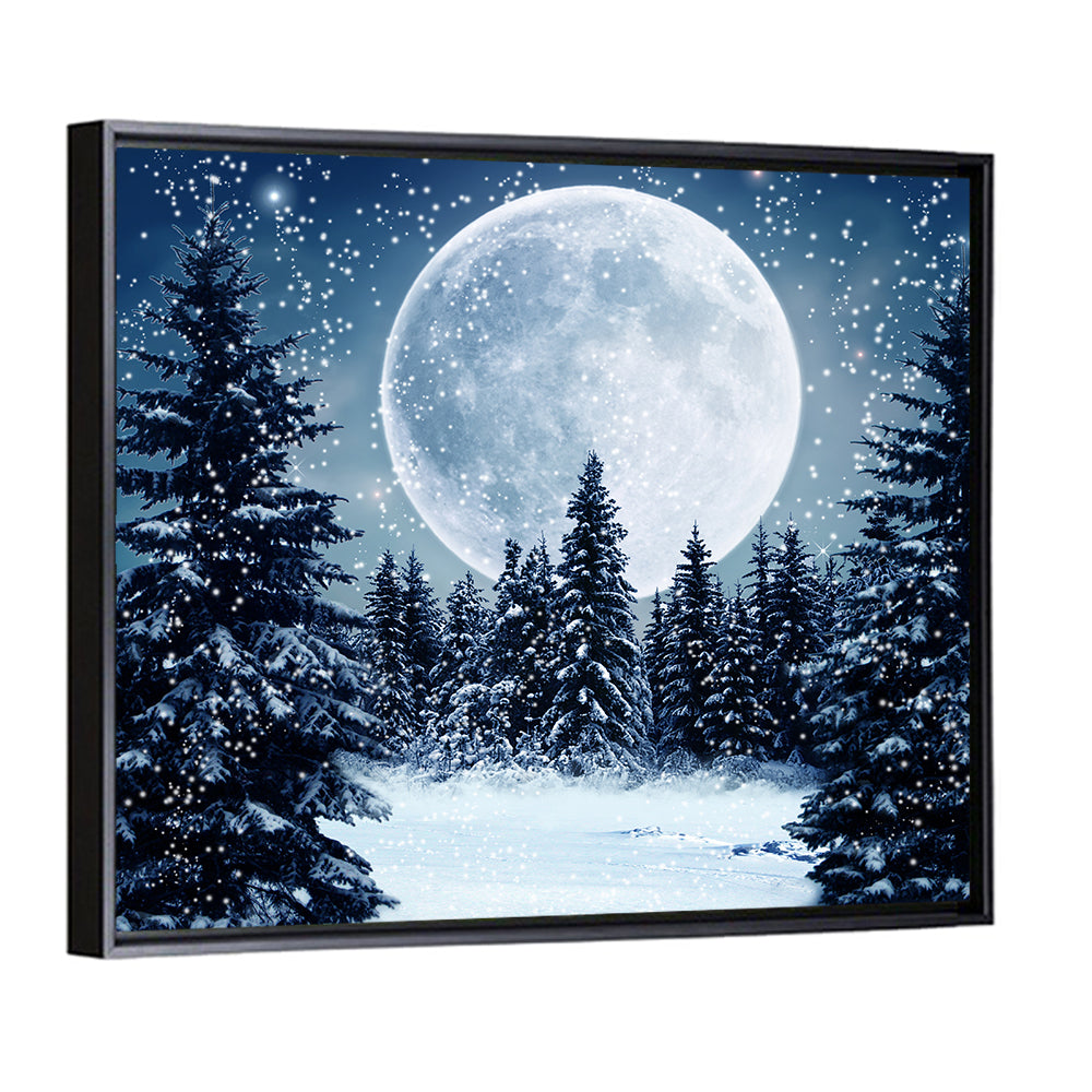 Full Moon Over Snowy Pines Wall Art