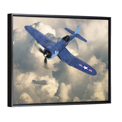 Wwii Fighter Plane Over Clouds Wall Art