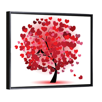 Heart Tree with Kissing Birds Wall Art