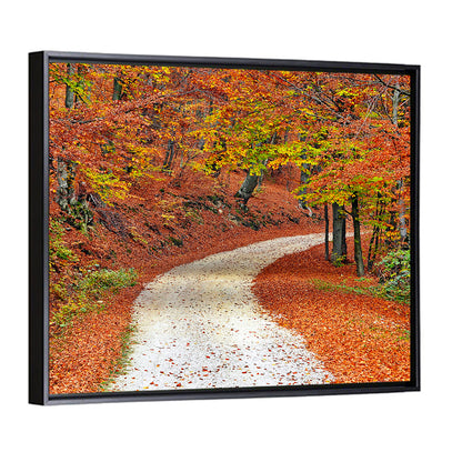 Misty Gravel Path Through Autumn Trees Wall Art