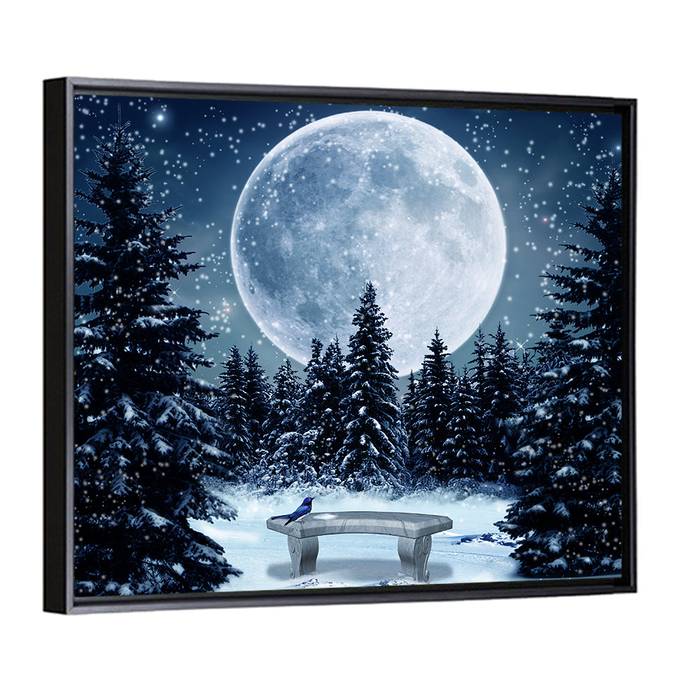 Winter Moon Light Scene Wall Art