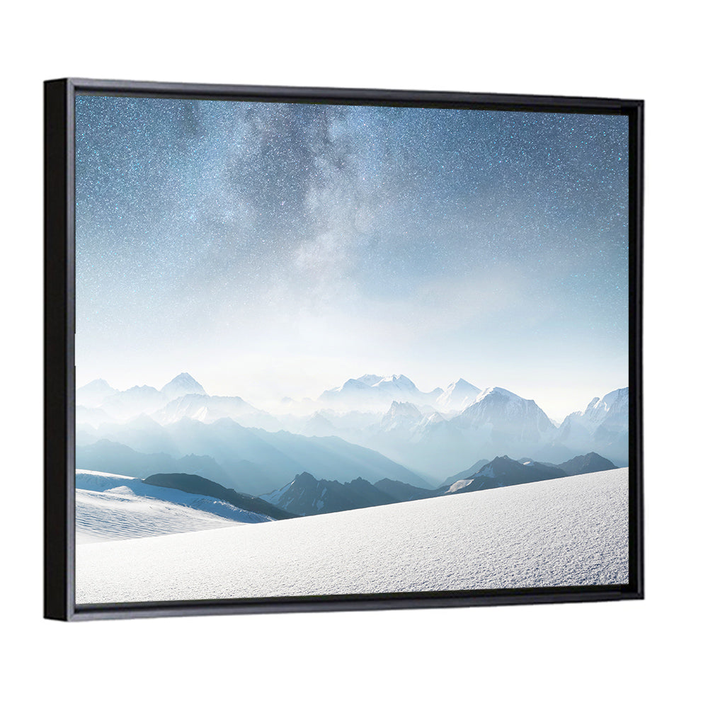 Starry Milky Way Over Snowy Peaks Wall Art