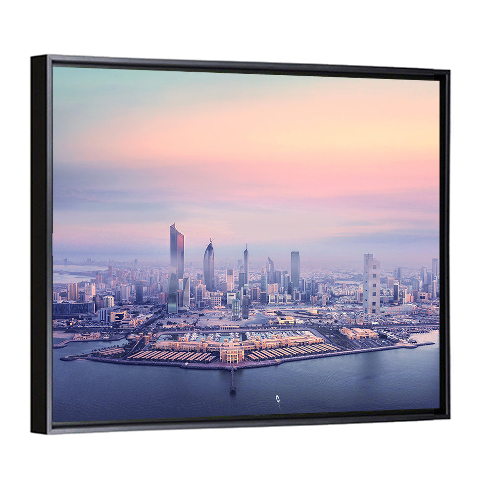Kuwait City Twilight Skyline Wall Art