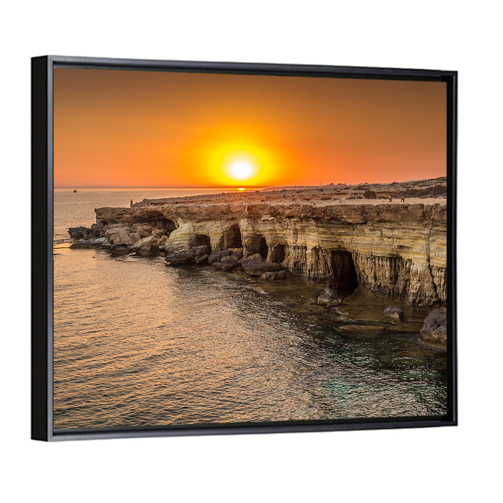 Sunset Over Sea Caves Wall Art