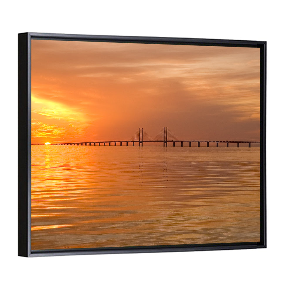 Øresund Bridge in Golden Light Wall Art