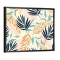 Cream and Navy Summer Leaves Pattern Wall Art