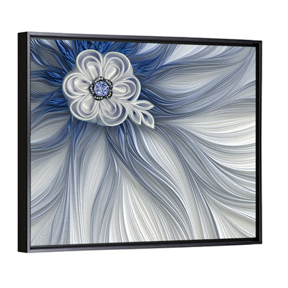 Fractal Flower with Blue Crystal Wall Art