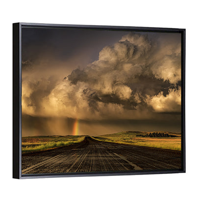 Rain-soaked Road to Rainbow Wall Art