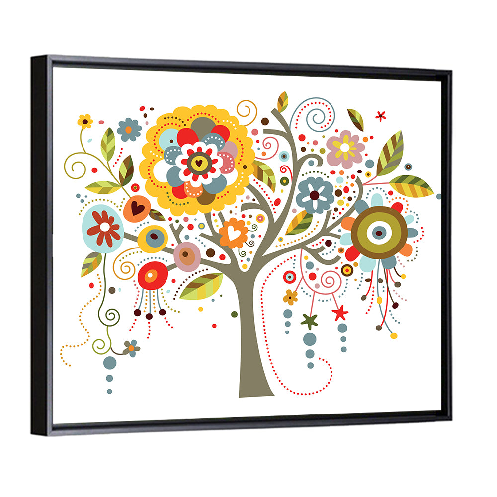 Whimsical Flowers Tree Wall Art