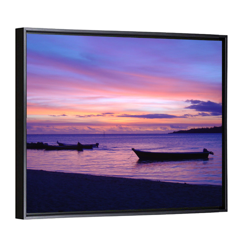 Malolo Island Sunset with Moored Boats Wall Art