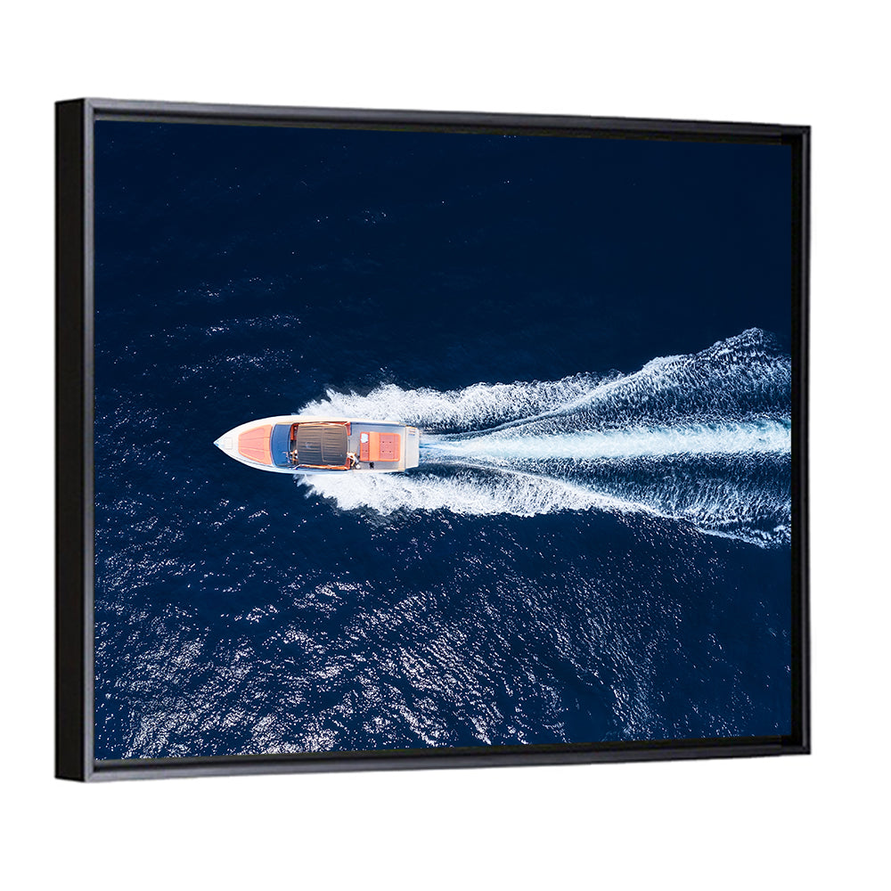 Sleek Speedboat Over Navy Sea Wall Art