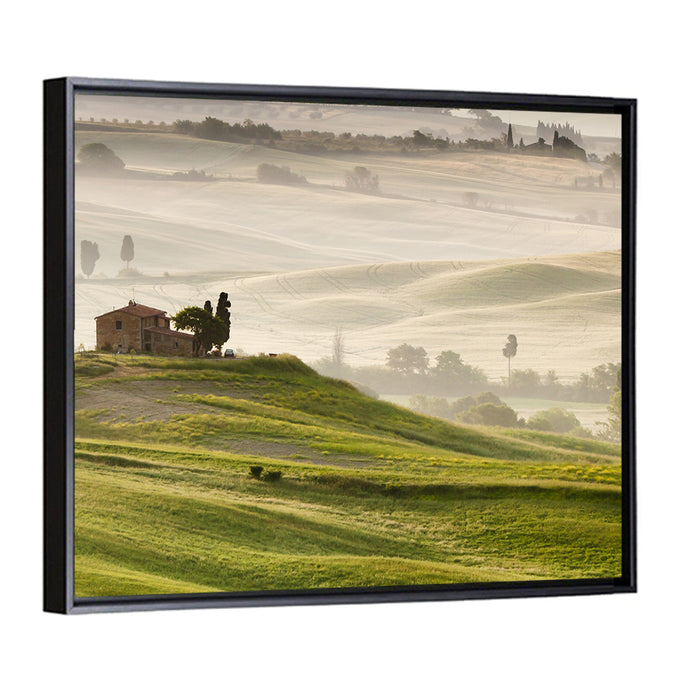 Foggy Tuscany Wall Art as a framed canvas
