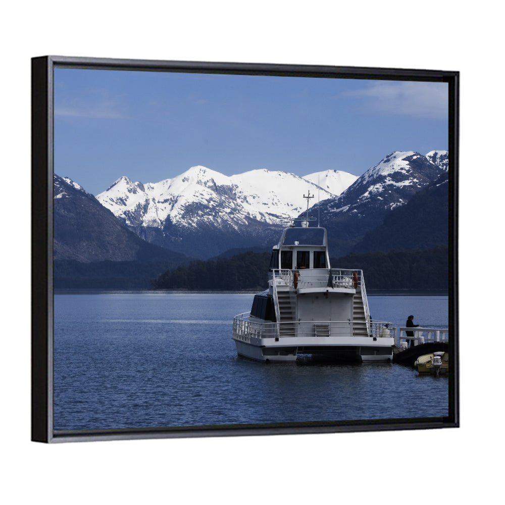 Lake Nahuel Huapi Catamaran and Snow-capped Mountains Wall Art