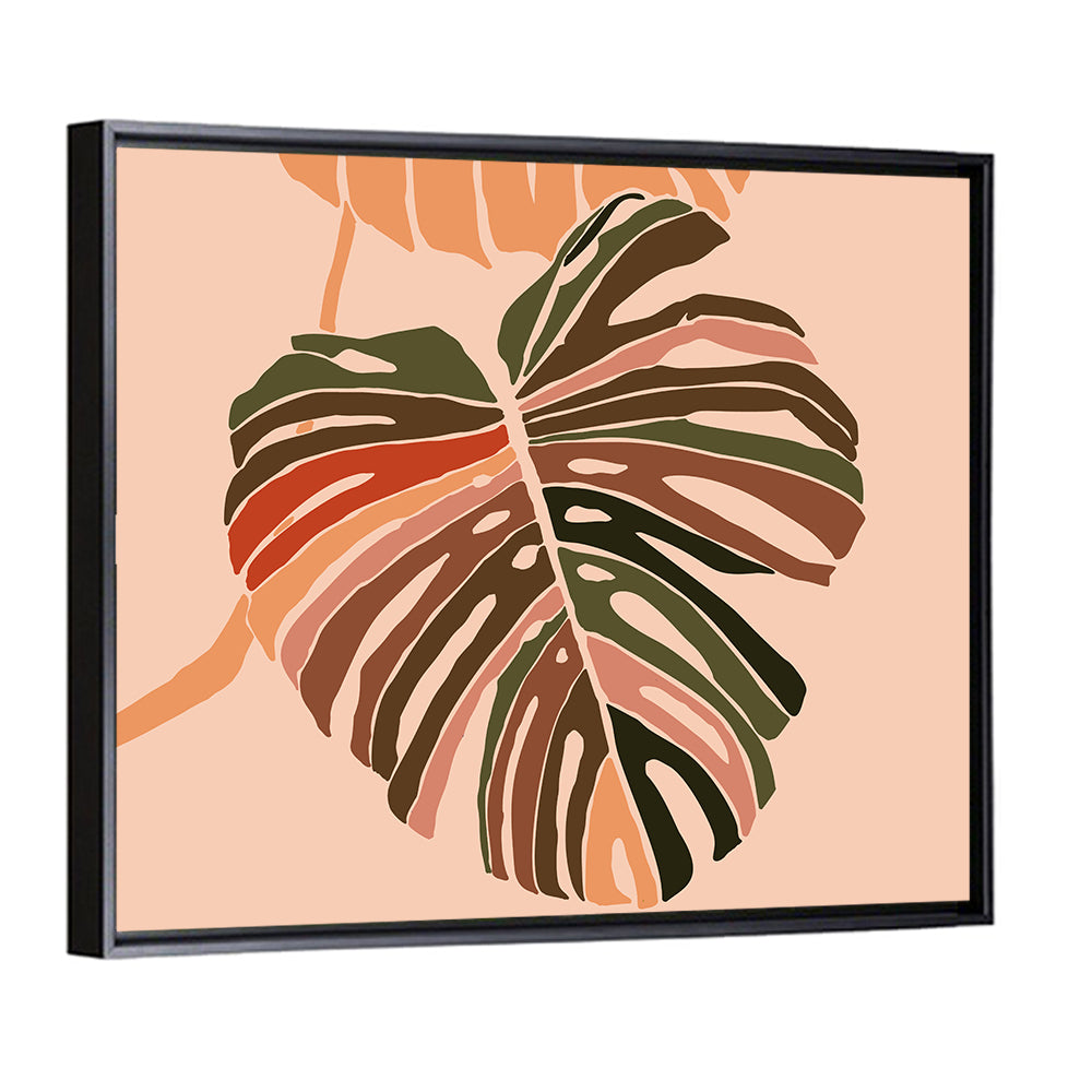 Warm Pink Monstera Leaf Wall Art