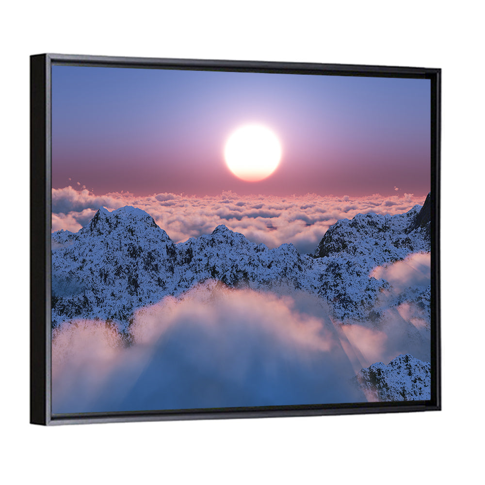 Sunset Above Snowy Mountains Wall Art