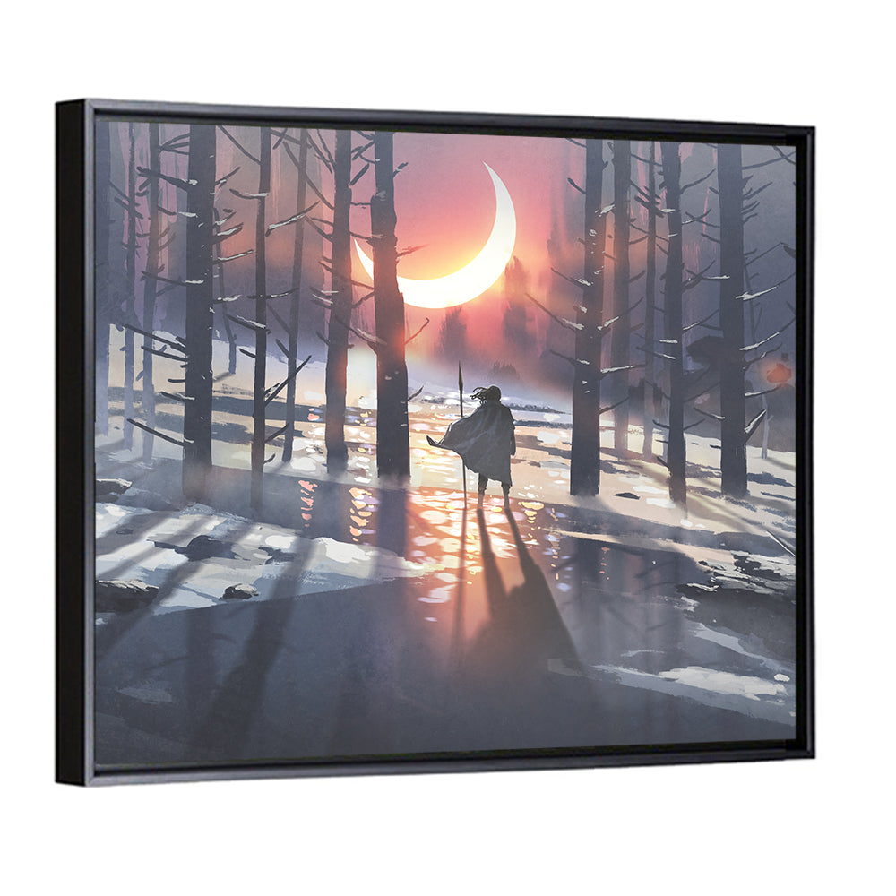 Lone Traveler in Winter Forest Wall Art