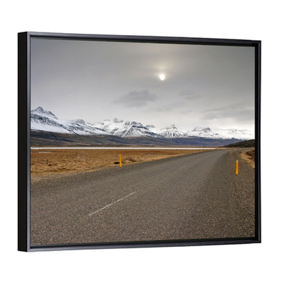 Icelandic Road to Snow-capped Mountains Wall Art