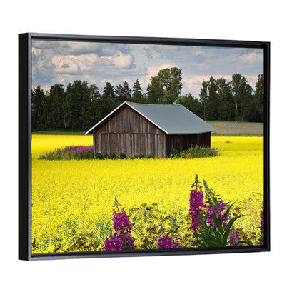 Finnish Barn in Yellow Field Wall Art