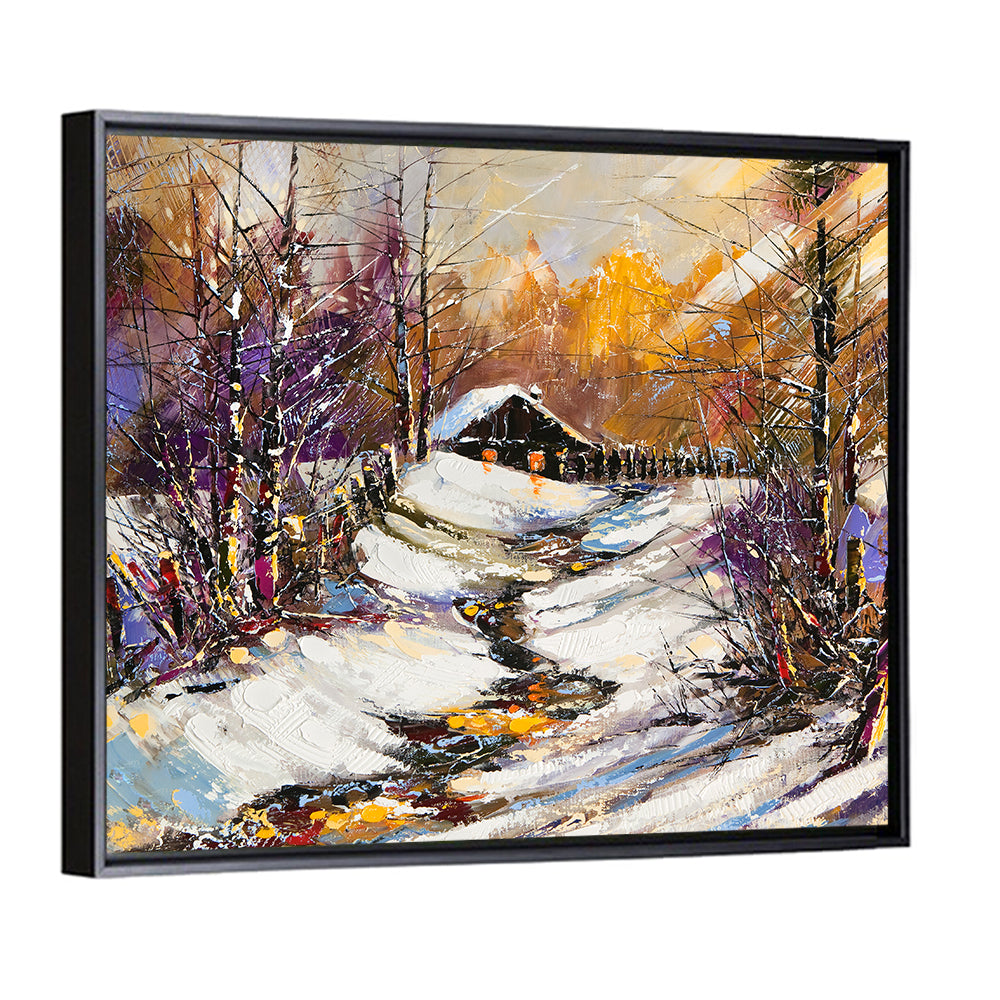 Snowy Path to Cabin Wall Art