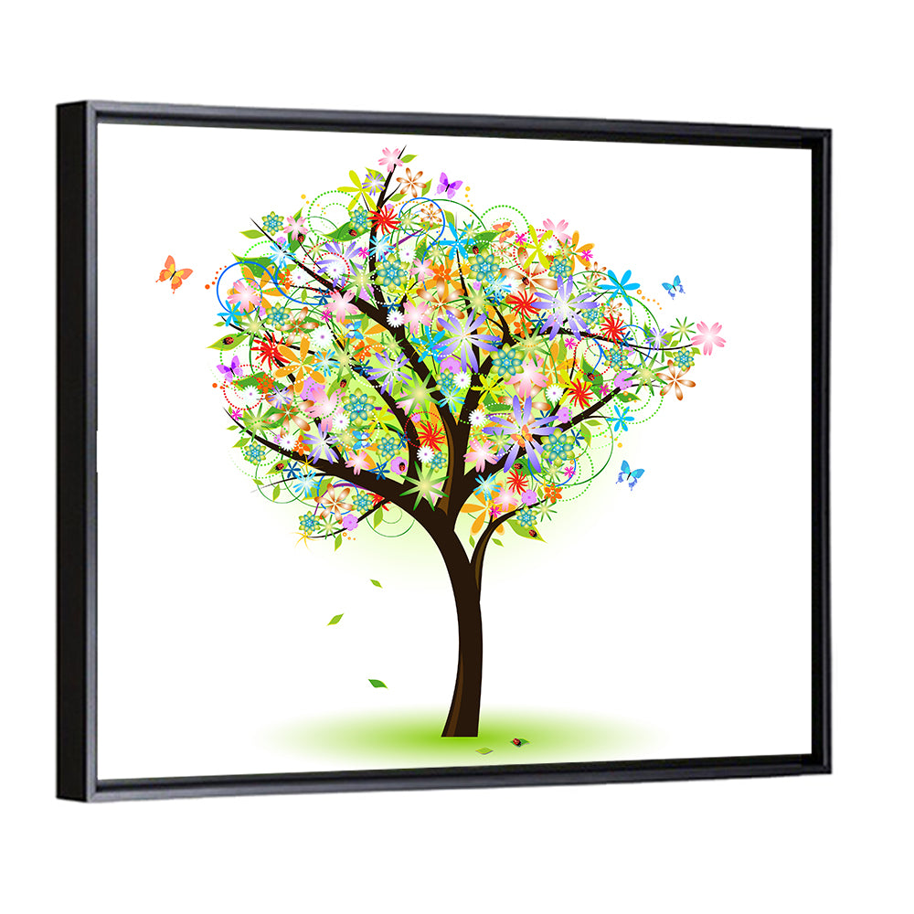 Whimsical Floral Tree Illustration Wall Art