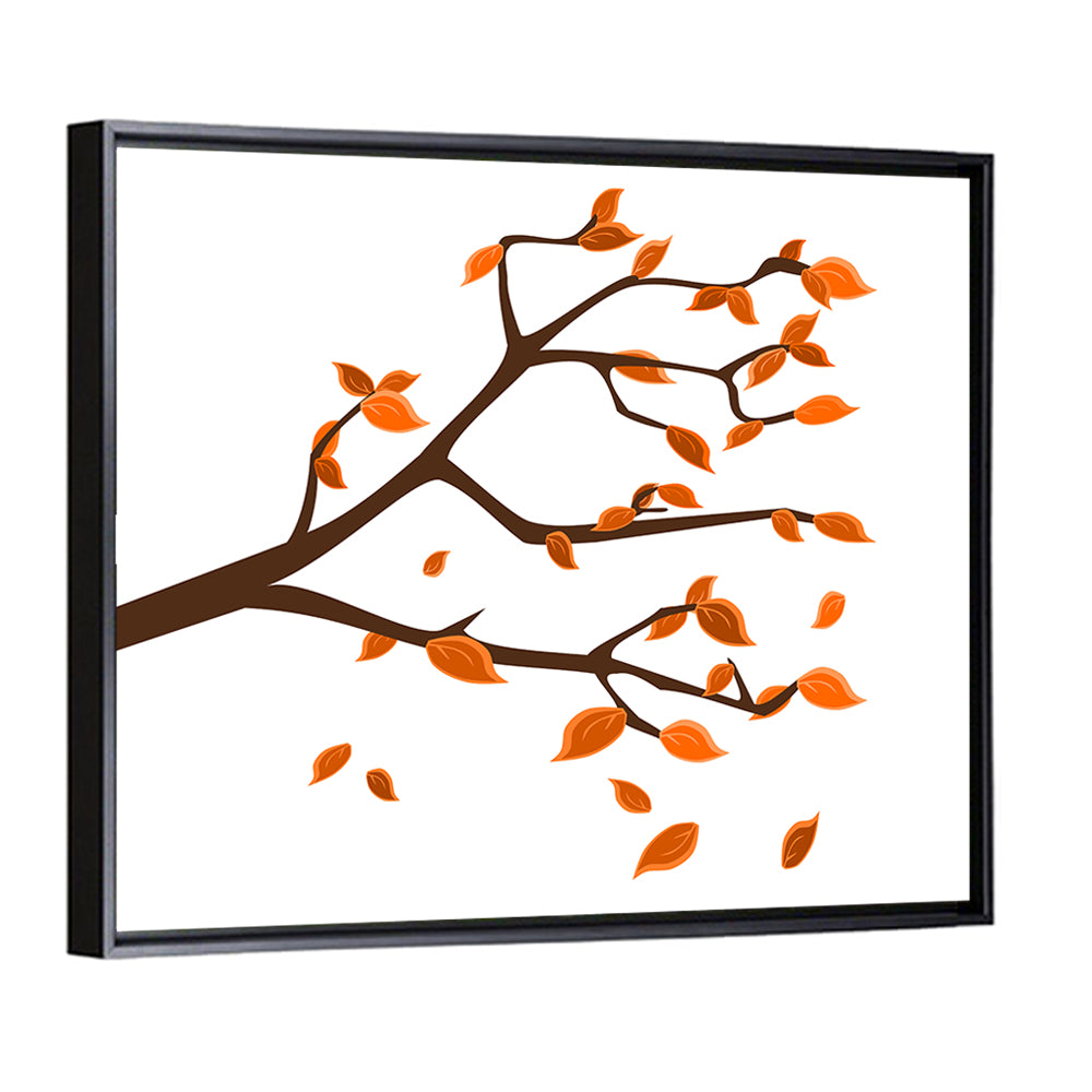 Golden Winter Leaves Illustration Wall Art
