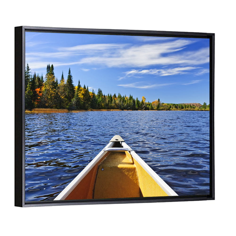 Yellow Canoe Bow on Blue Lake Wall Art