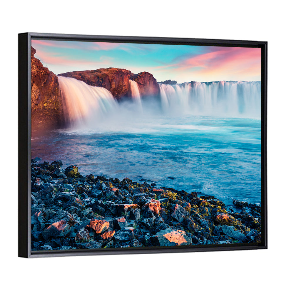 Goðafoss Waterfall at Sunset Wall Art