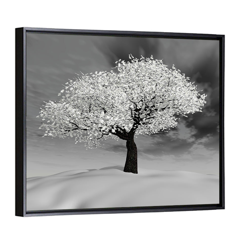 Monochrome Cherry Tree in Winter Wall Art