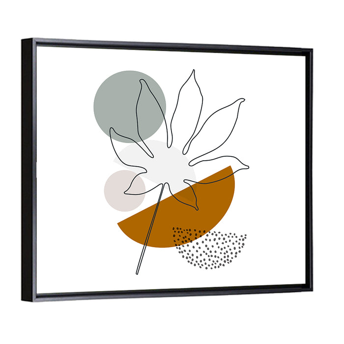 Palm Leaf with Geometric Shapes Wall Art as a framed canvas