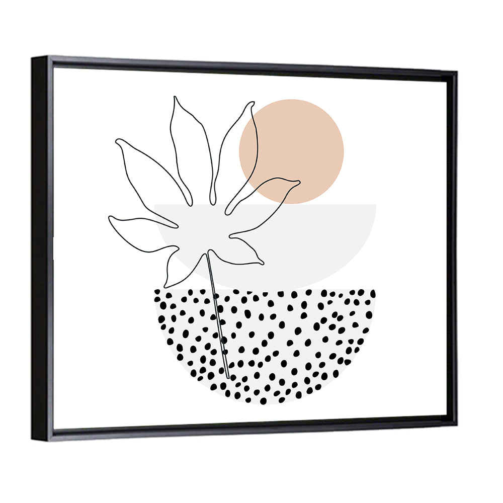 Palm Leaf with Peach Circle Illustration Wall Art