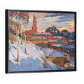 Snowy Village with Church Tower Wall Art