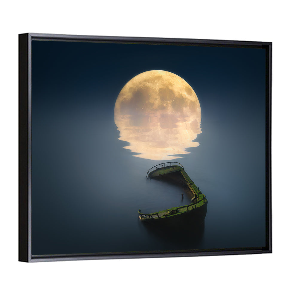 Moonlit Shipwreck Reflection Wall Art
