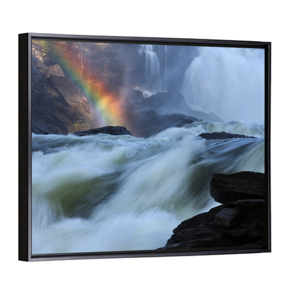 Rainbow Over Rushing River Wall Art