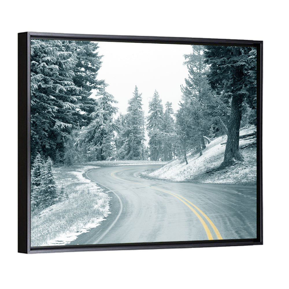 Winding Snowy Highway Wall Art