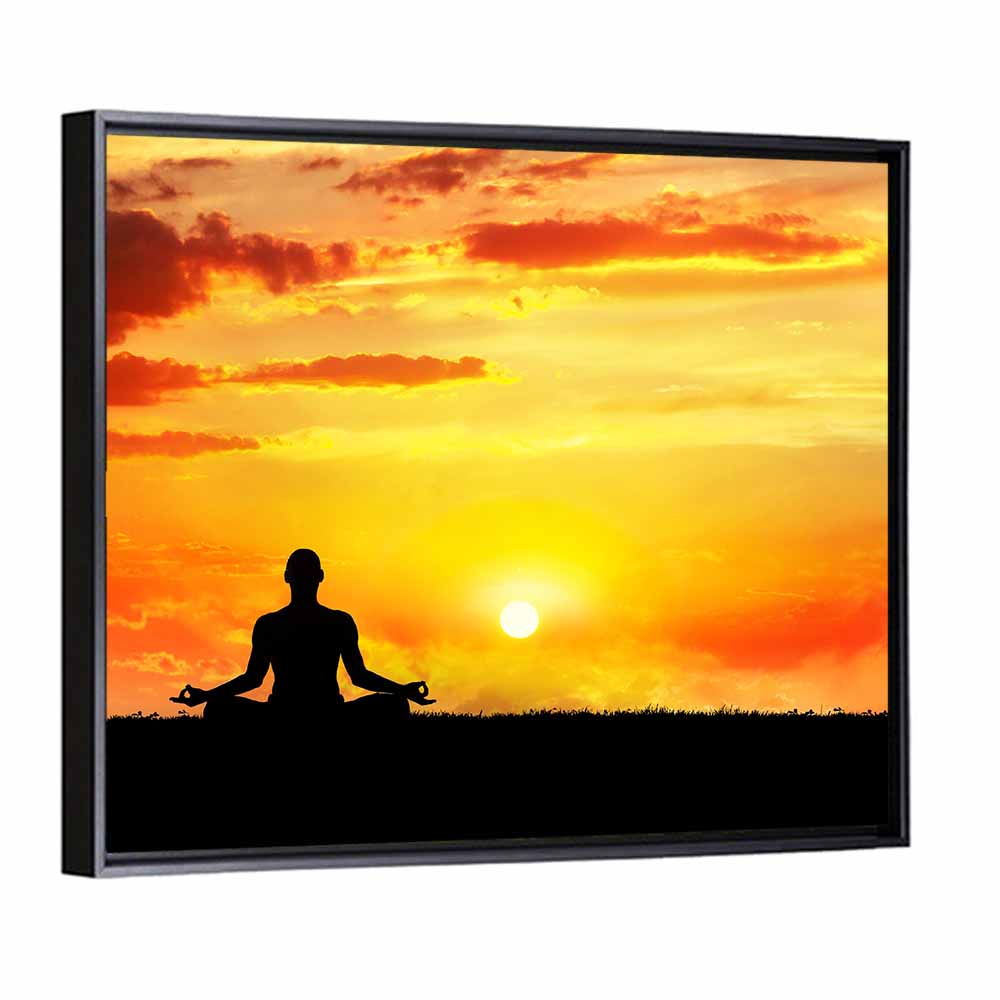 Sunset Yoga Meditation Silhouette Wall Art