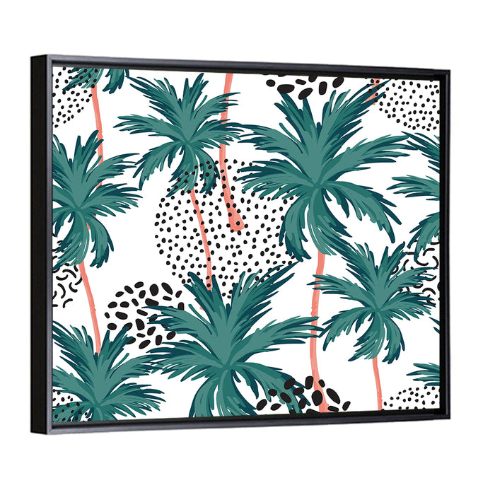 Pink-trunk Palm Pattern Wall Art as a framed canvas
