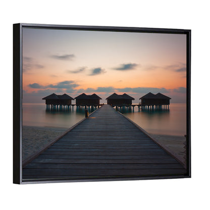 Overwater Bungalows at Sunset Wall Art