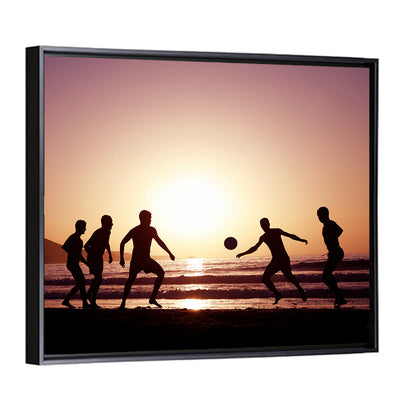 Beach Football at Sunset Wall Art