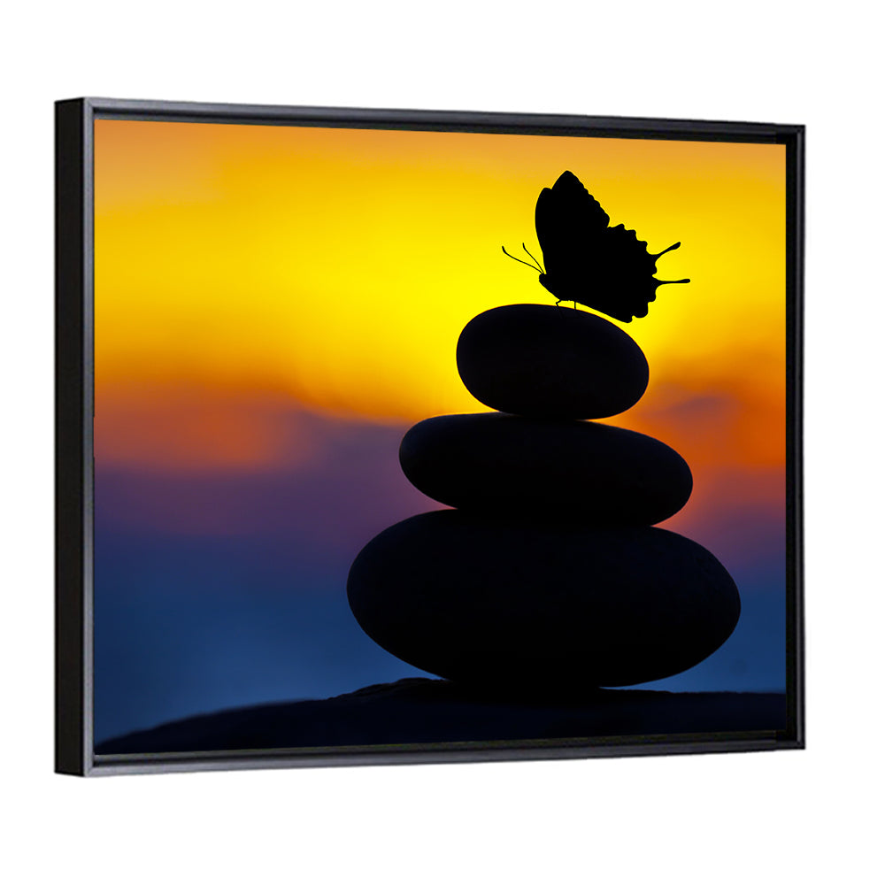 Stacked Spa Stones with Butterfly Wall Art