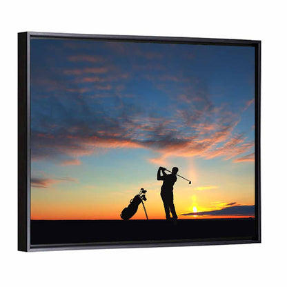 Sunset Golfer Silhouette Wall Art