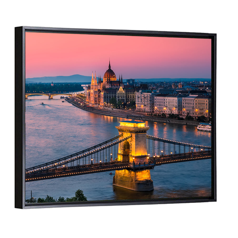 Budapest Chain Bridge at Twilight Wall Art